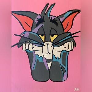 Tom from Tom and Jerry remixed hand crafted painting